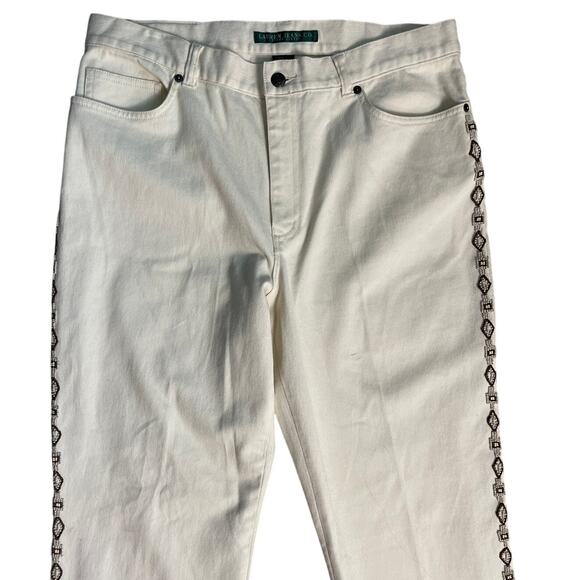 Vintage Ralph Lauren Jeans Co. Aztec Beaded Pants in‎ Cream Size 12 - Picture 2 of 9